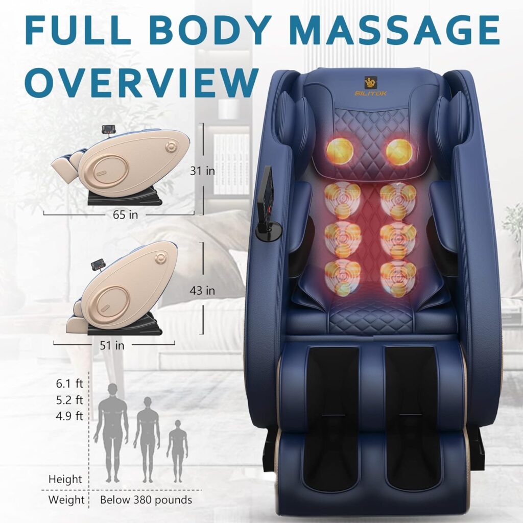 Massage Chair Blue-Tooth Connection and Speaker, Recliner with Zero Gravity with Full Body Air Pressure, Easy to Use at Home and in The Office