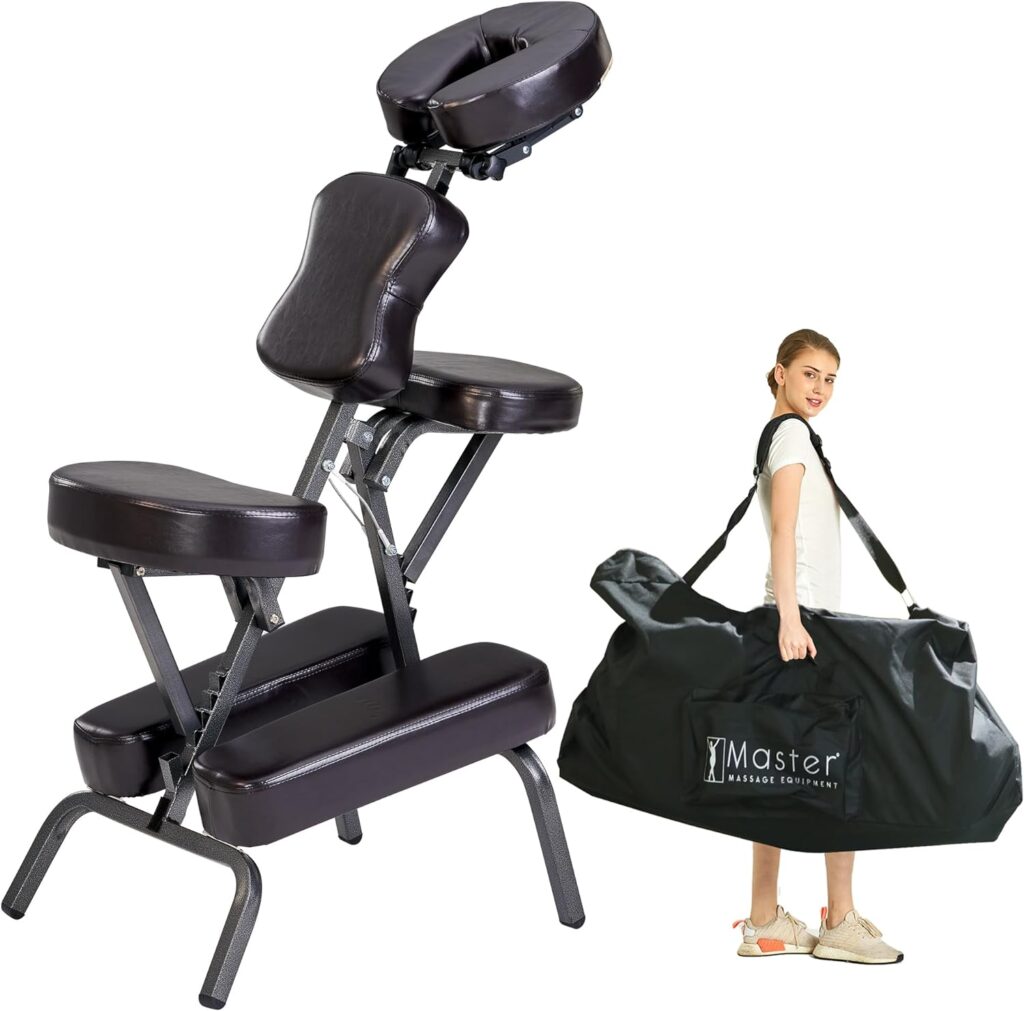 Master Massage Bedford Adjustable Portable Folding Full Body Massage Chair, Coffee, 11 x 14 x 39