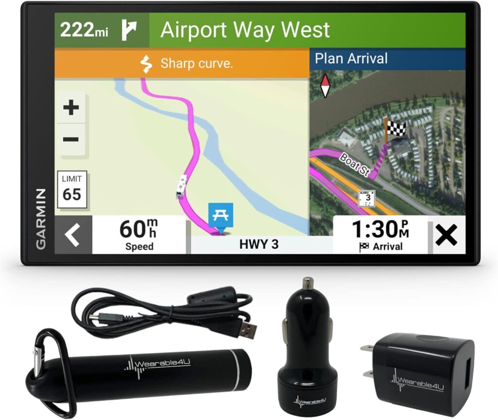 Wearable4U - Garmin RV 795 GPS Navigator, Large, Easy-to-Read 7, Custom RV Routing, High-Resolution Birdseye Satellite Imagery with Power Pack Bundle