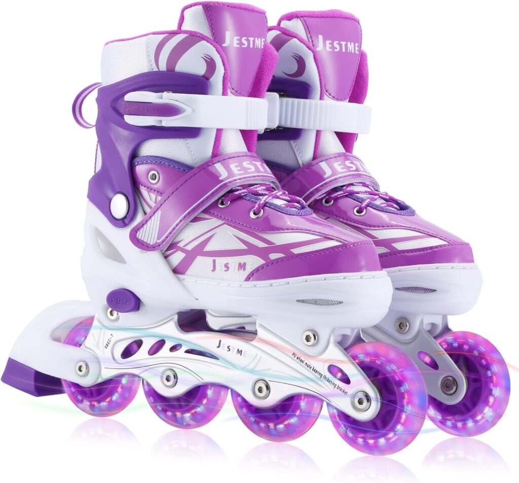 Adjustable Inline Skates for Girls Boys Beginners, Kids Roller Skates with All Illuminating Wheels