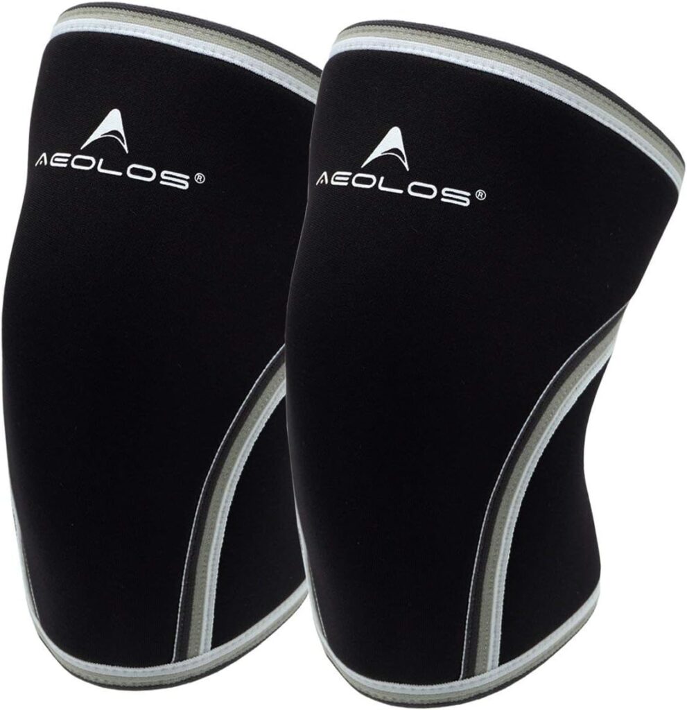 AEOLOS Knee Sleeves (1 Pair)，7mm Compression Knee Braces for Heavy-Lifting,Squats,Gym and Other Sports (Medium, Black)