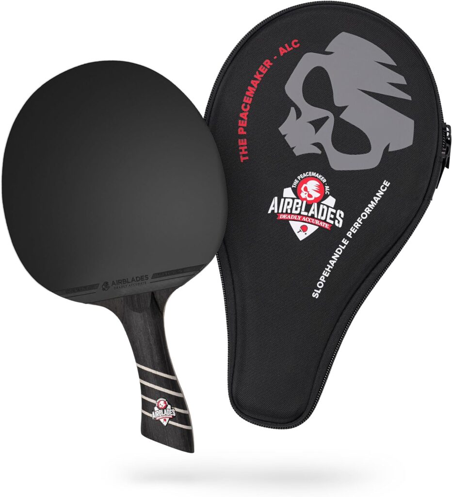 AirBlades The Peace Maker ALC - Professional Ping Pong Paddle - Carbon Fiber Table Tennis Racket Producing Maximum Spin Control for All Levels - Hard Carry Case Ergonomic Handle.