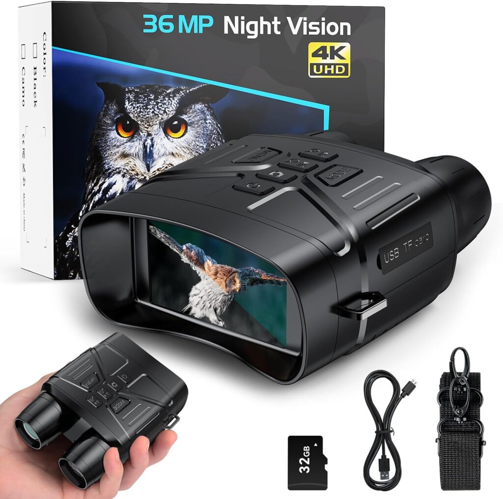 Anyork Night Vision Goggles for Hunting, 4K Infrared Night Vision Binoculars with Rechargeable Battery and Anti-Shake Motion Detection for Surveillance Tactical Gear