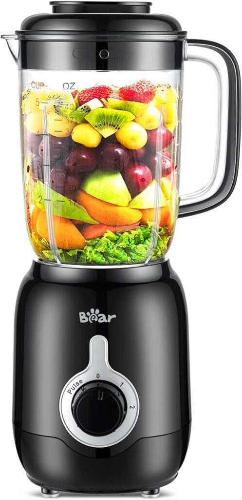 Bear Blender, 2023 Upgrade 700W Shakes and Smoothies Blender with 40oz Countertop Blender Cup for Kitchen, 3-Speed for Crushing Ice, Puree, and Frozen Fruit with Autonomous Clean