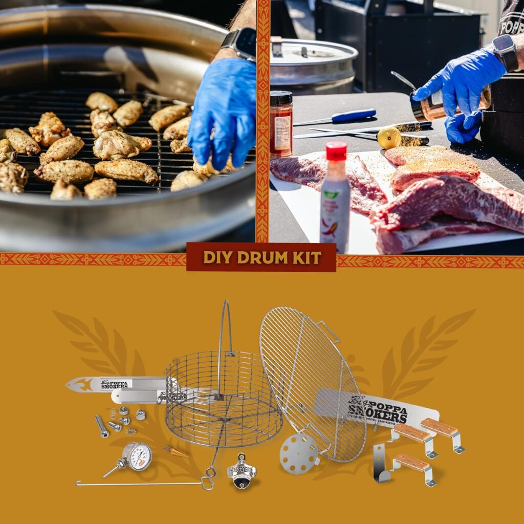 Big Poppas DIY Drum Smoker Kit - Convert a 55 Gallon Drum into a Quality BBQ Grill - Unleash Your Inner Pitmaster Craft Your Customize Drum Smoker with our Smoker Accessories