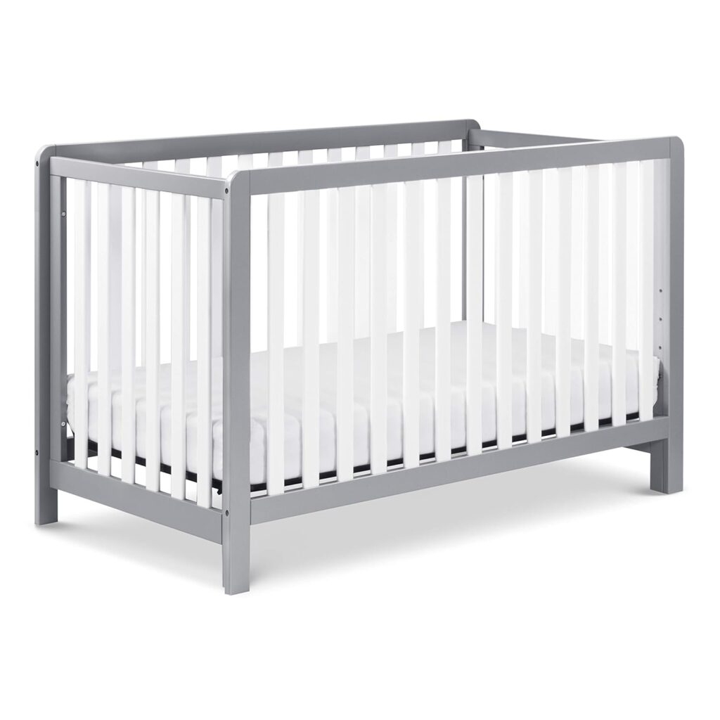 Carters by DaVinci Colby 4-in-1 Low-Profile Convertible Crib in Grey and White, Greenguard Gold Certified