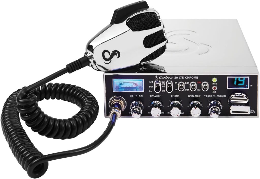 Cobra 29 LTD Chrome AM/FM Professional CB Radio - Easy to Operate, Emergency Radio, Instant Channel 9, 4-Watt Output, Full 40 Channels, Adjustable Receiver and SWR Calibration, Chrome