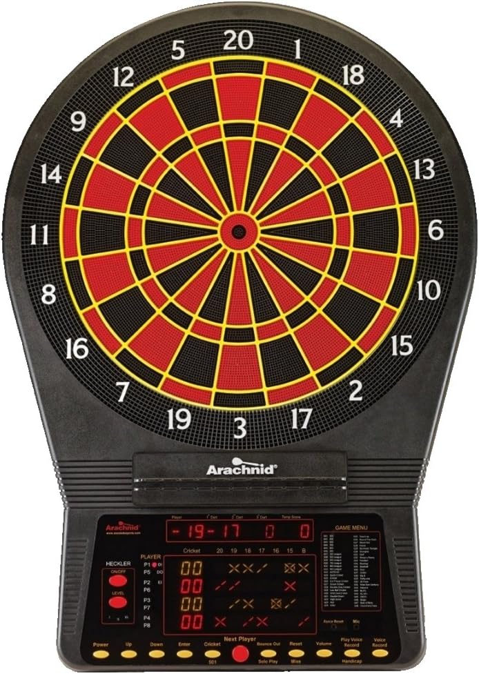 Cricket Pro 900 by Arachnid- Talking Electronic Dartboard, 15.5 Target Area, Up to 8 Player Score Display, Solo Play, MPR and PPD Scoring, 8 New Games, Includes Soft Tip Darts and Extra Tips