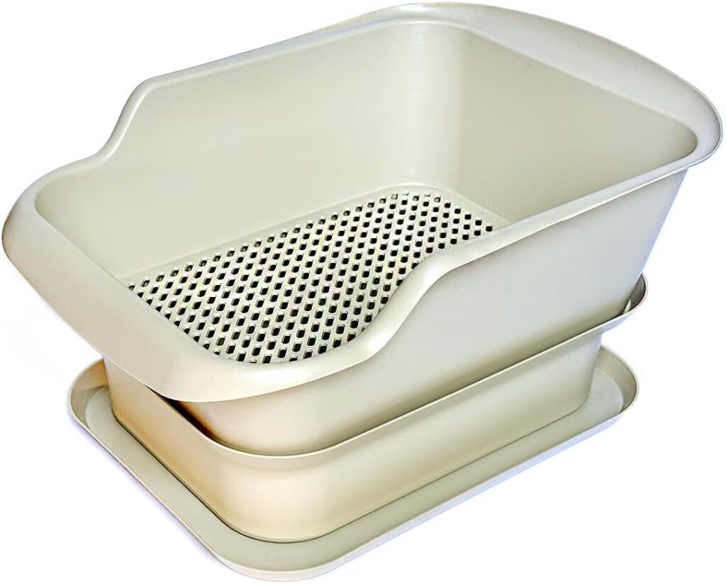 DoubleDecker Cats Sifting Litter Box System, 3-Tier Design with Sifting Pan and Extra-Large Waste Storage Tray - Efficient Anti-Tracking Odor Control - Ideal for Wood Pine Pellets