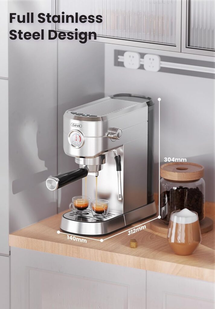 Gevi Espresso Machine 20 Bar, Professional Espresso Maker with Milk Frother Steam Wand, Compact Espresso Machines for Cappuccino, Latte, Commercial Espresso Machines Coffee Makers, Gift for Mother