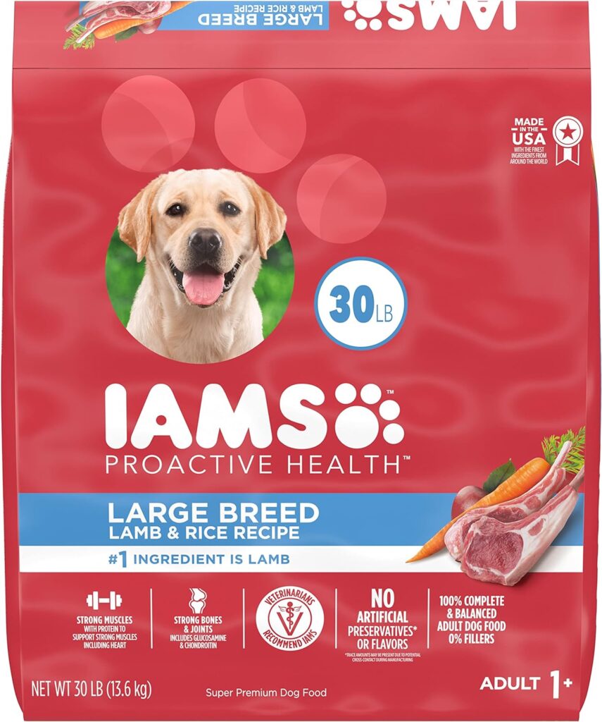 IAMS Proactive Health Large Breed Adult Dry Dog Food Lamb  Rice Recipe, 30 lb. Bag