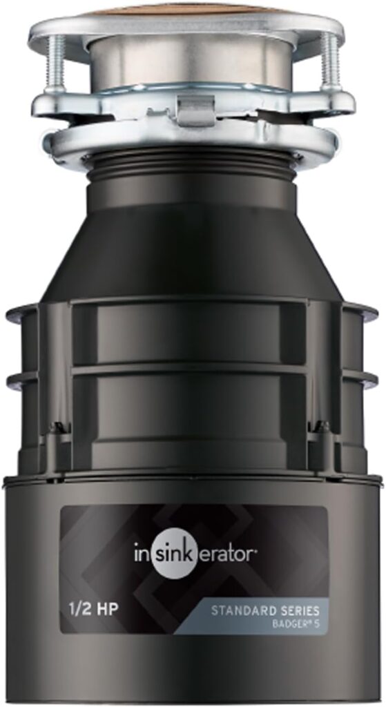 InSinkErator Badger 5 Garbage Disposal, Standard Series 1/2 HP Continuous Feed Food Waste Disposer, Black, Set of 1