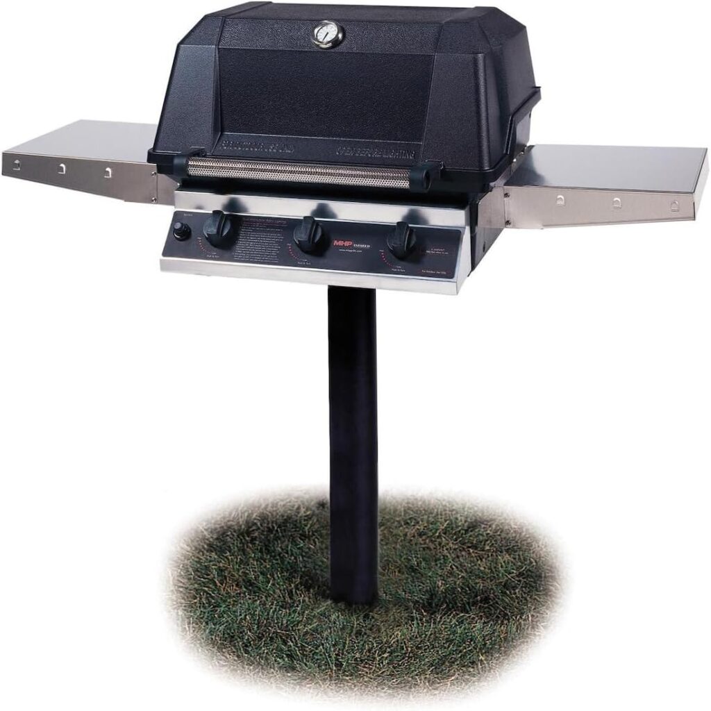 MHP WHRG4DD Hybrid Natural Gas Grill W/SearMagic Grids On In-Ground Post