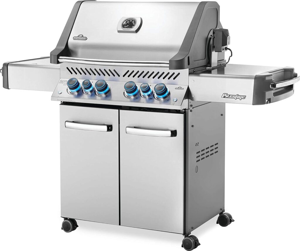 Napoleon P500RSIBNSS-3 Prestige 500 RSIB Natural Gas Grill, sq. in + Infrared Side and Rear Burner, Stainless Steel