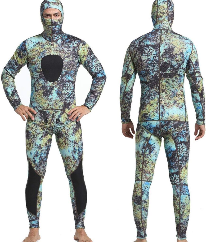 Nataly Osmann Men 5mm Spearfishing Premium Camouflage Neoprene Wetsuit Scuba Diving Suit Hoodie Snorkeling Suits