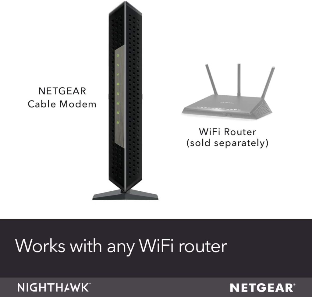 NETGEAR Nighthawk Cable Modem CM1200 - Compatible with all Cable Providers including Xfinity by Comcast, Spectrum, Cox | For Cable Plans Up to 2 Gigabits | 4 x 1G Ethernet ports | DOCSIS 3.1, Black