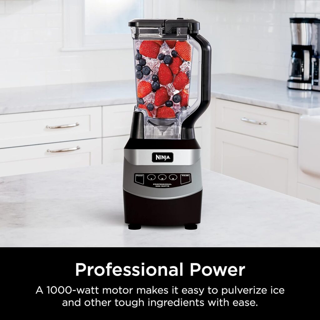 Ninja NJ601AMZ Professional Blender with 1000-Watt Motor 72 oz Dishwasher-Safe Total Crushing Pitcher for Smoothies, Shakes Frozen Drinks, Black
