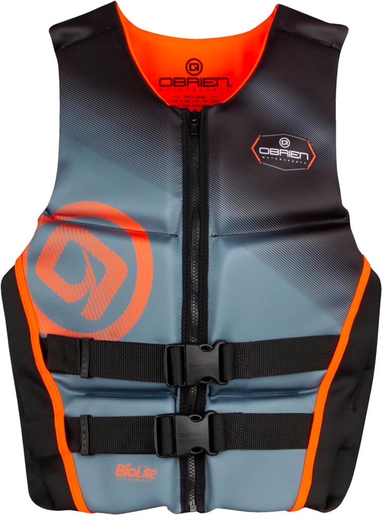 OBrien Mens Flex V-Back Life Jacket - US Coast Guard Approved Level 70 Buoyancy - Water Sports Activity Including Boating, Paddle, Skiing, Surfing Swimming