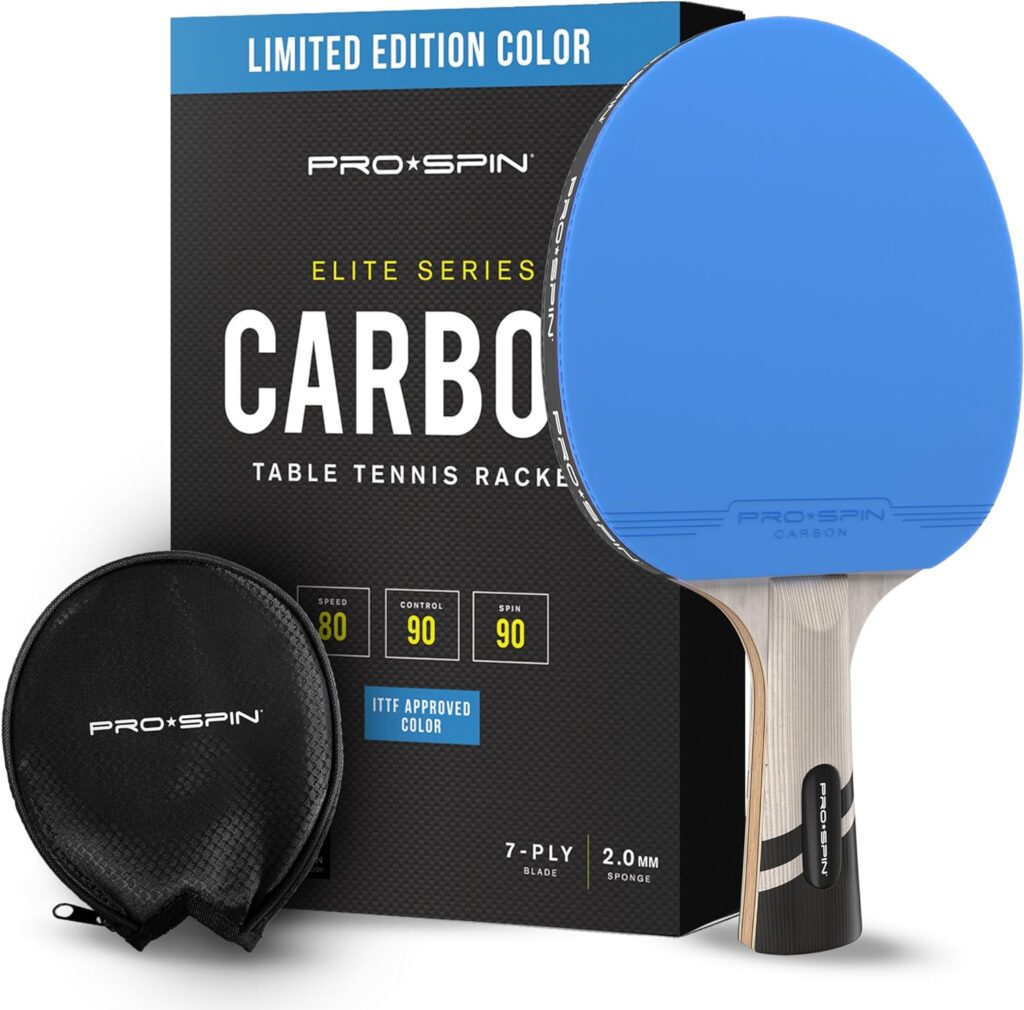 PRO-SPIN Ping Pong Paddles - ITTF-Approved Colors | Premium Carbon Fiber Table Tennis Rackets | Professional Quality | 7-Ply Blade, Pro Rubber, 2.0mm Sponge, Rubber Protector Case | Raquetas Ping-Pong