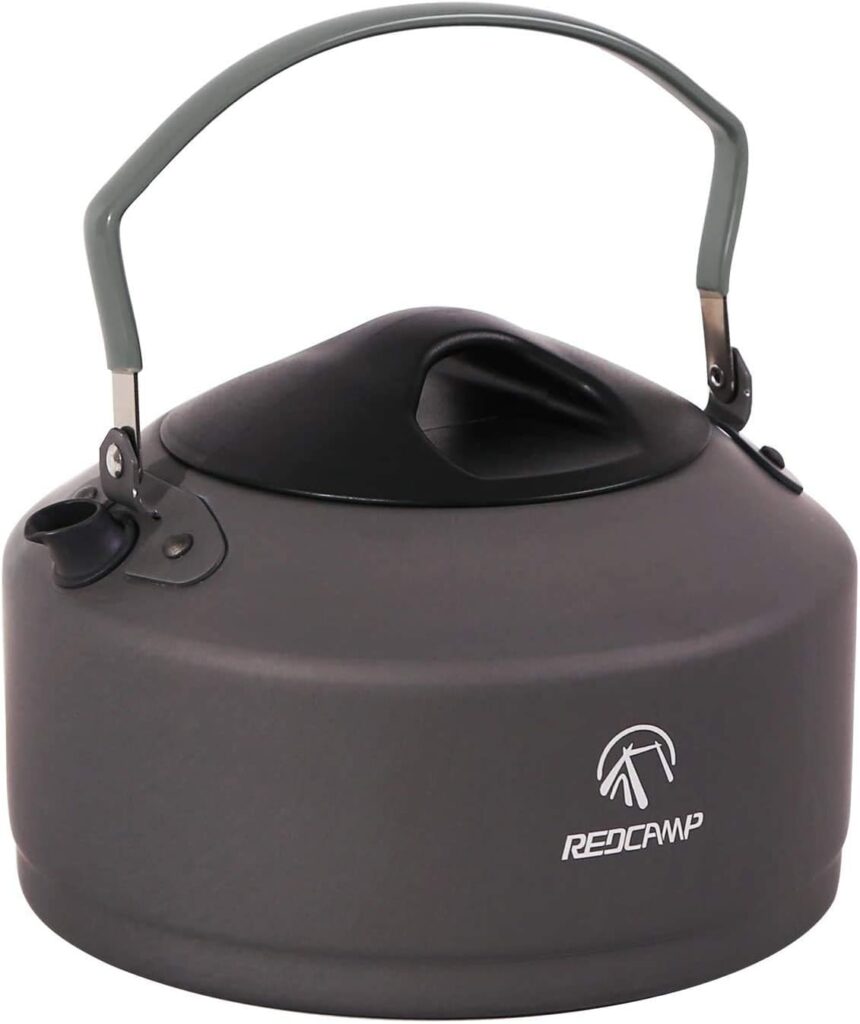 REDCAMP 0.9L Small Outdoor Camping Kettle, Aluminum Water Pot with Carrying Bag, Compact Lightweight Tea Kettle