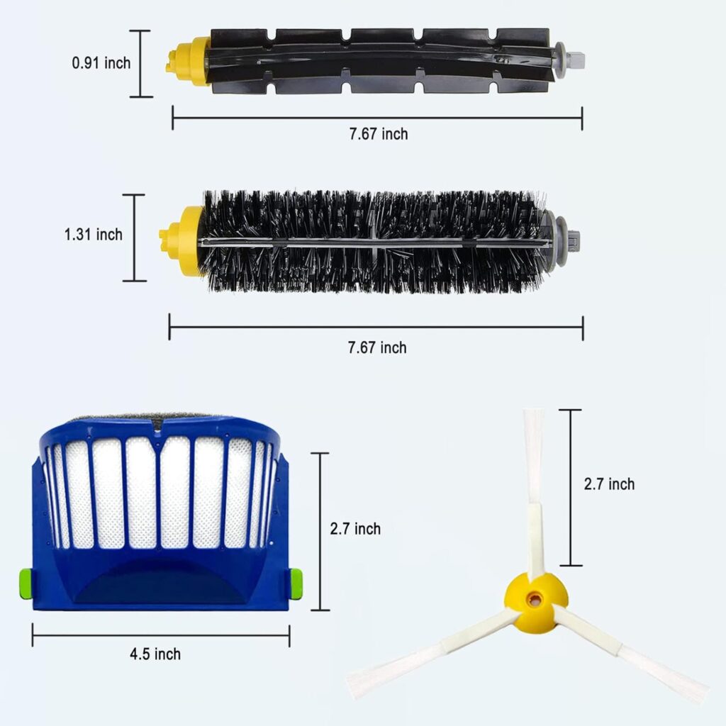 Replacement Parts Kit for irobot Roomba 600 Series 694 676 675 692 695 677 671 655 645 690 680 660 650 620 614  500 Series 595 585 564 robot, 2 Bristle  2 Beater Brush, 6 Filter, 6 Side Brush