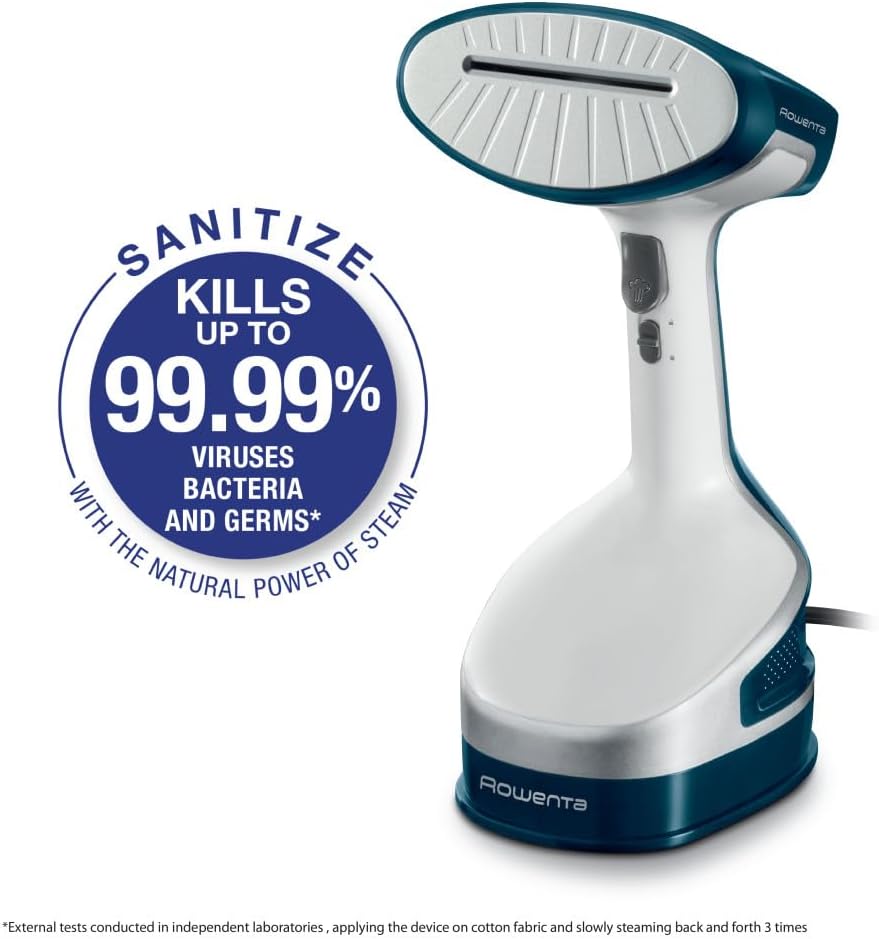 Rowenta, Steamer for Clothes, X-Cel Handheld Steamer, 1600 Watts, 40-Second Fast Heat-Up, Powerful Continuous or On Demand Steam, 1600 Watts, Navy Blue Clothes Steamer, Travel Must Have, DR8120