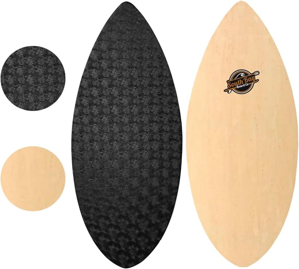 South Bay Board Co. - 41 / 36” Skipper Skimboard - Beginners Skim Board for Kids - Durable, Lightweight Wood Body with Wax-Free Textured Foam Top Deck - Performance Tear Drop Shape