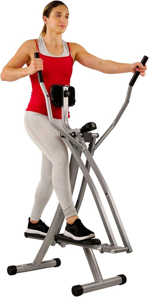 Sunny Health  Fitness Air Walk Cross Trainer Elliptical Machine Glider w/Performance LCD Monitor, Low-Impact, 30 Inch Stride and Optional Exclusive SunnyFit App Enhanced Bluetooth Connectivity