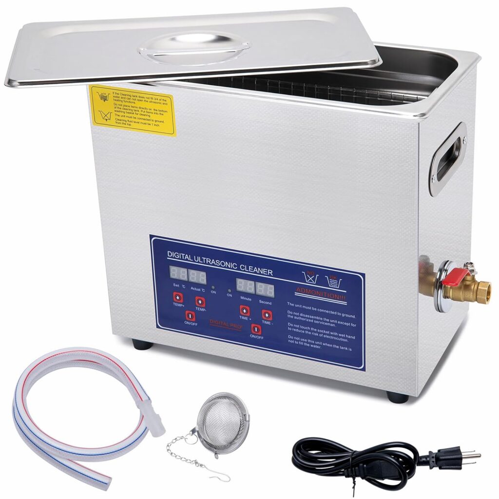 Ultrasonic Cleaner, 6L Heated Ultrasonic Parts Cleaner, Industrial Ultrasonic Carburetor Cleaner Machine with Digital Timer for Jewelry Eyeglasses Dental Instrument Coin Parts Cleaning, 110V