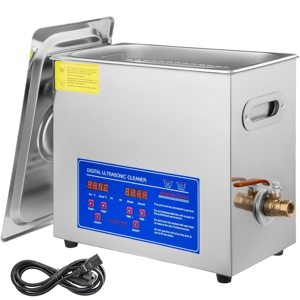 VEVOR Commercial Ultrasonic Cleaner 6L Professional Ultrasonic Cleaner 40kHz with Digital TimerHeater 110V Excellent Cleaning Machine for Watch Instruments Industrial Parts Excellent Cleaner Solution