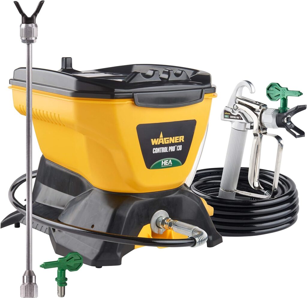 Wagner Spraytech 2422951 Control Pro 130 Paint Sprayer Kit, High Efficiency Airless Sprayer with Low Overspray 12 Extension, 515 413 Tip for Large Projects, Yellow