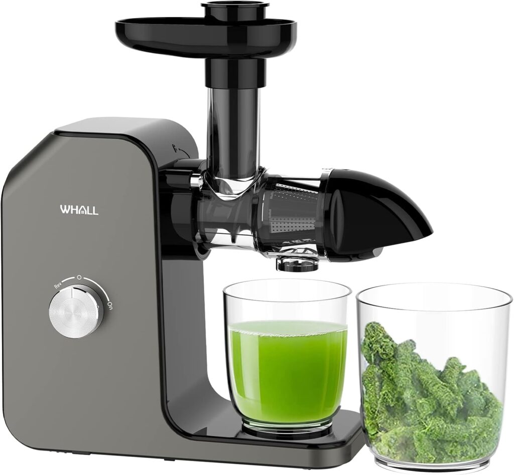 whall Slow Juicer, Masticating Juicer, Celery Juicer Machines, Cold Press Juicer Machines Vegetable and Fruit, Juicers with Quiet Motor Reverse Function, Easy to Clean with Brush,Grey, ZM1512