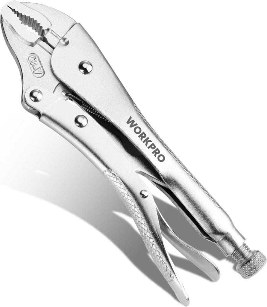 WORKPRO Locking Pliers, 10-inch Curved Jaw Vice Grips pliers, Chromium-Vanadium Steel Locking Pliers with Wire Cutter, Locking Adjustable Vise Grips for Clamping Twisting Welding