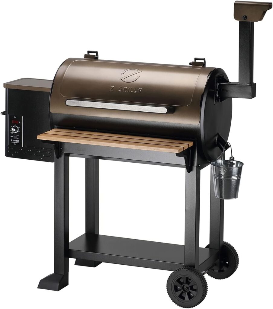 Z GRILLS Newest Wood Pellet Grill Smoker with PID 2.0 Controller, LCD Screen, 2 Meat Probes, Huge Storage Cabinet, 697 sq in Cooking Area, Rain Cover for Outdoor BBQ, 700D6, Bronze